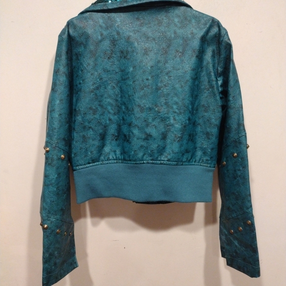 Disney Store Descendants Uma Faux Leather Moto Jacket Girls 7/8 Costume Cosplay - Picture 7 of 8